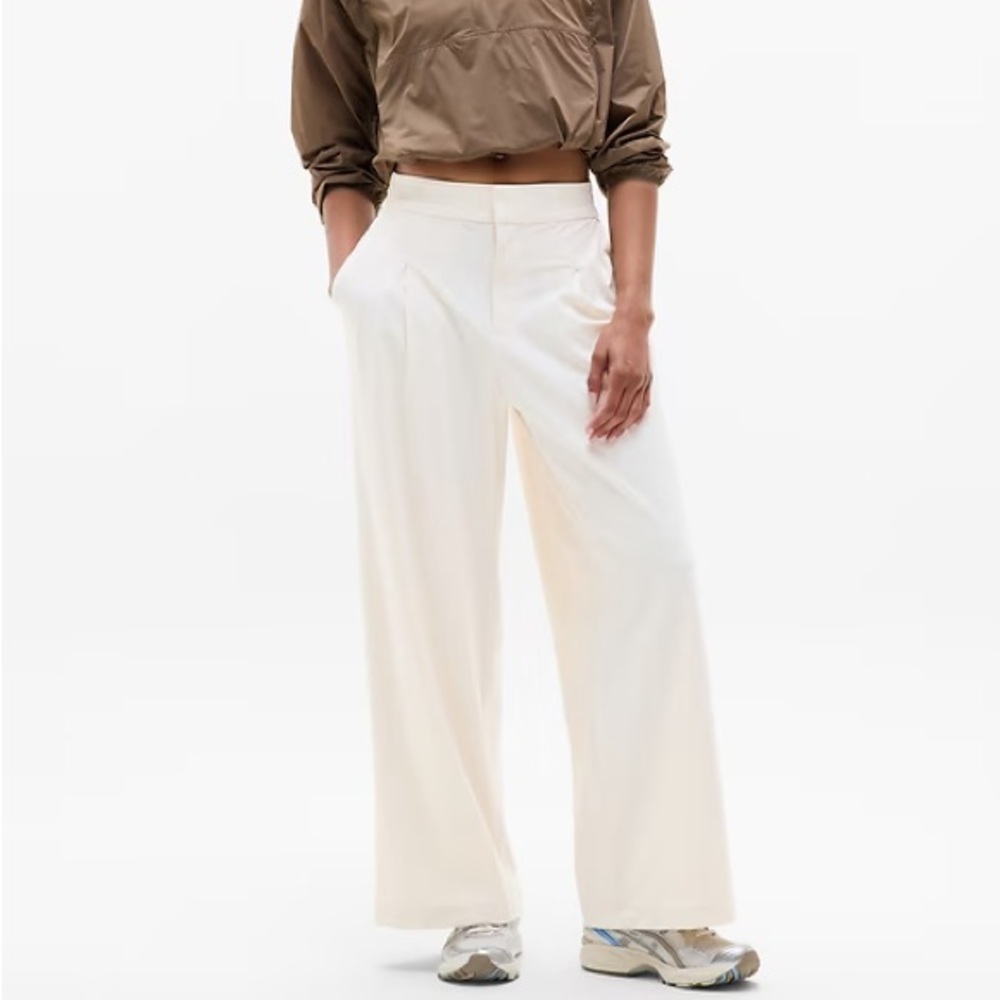 Athleta Cream Wide-Leg Pants